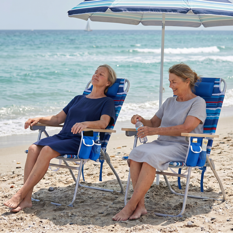 17" Big & Tall Oversized Beach Chairs 2-Pack – Heavy Duty Folding Outdoor Seating - 2