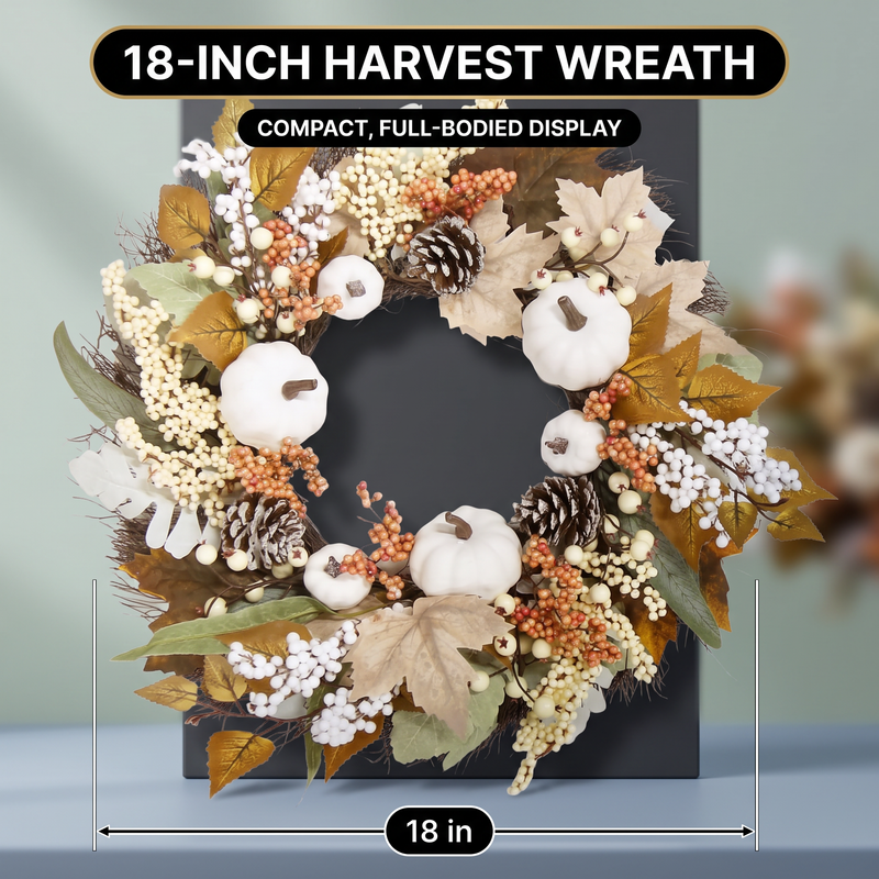 PUMPKIN WREATH FOR FRONT DOOR – FALL FARMHOUSE DÉCOR - 2