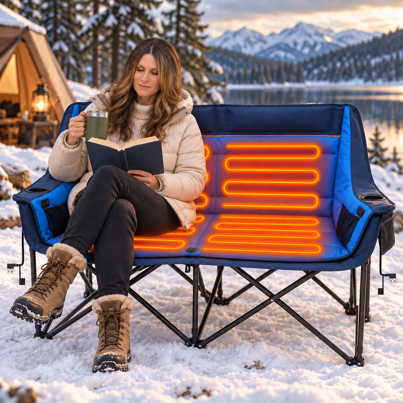 Double Heated Camping Chair with 3 Heat Levels & USB Power Pocket - 2