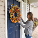 22-Inch Artificial Fall Wreath for Front Door – Berry, Pumpkin & Floral Styles - 2
