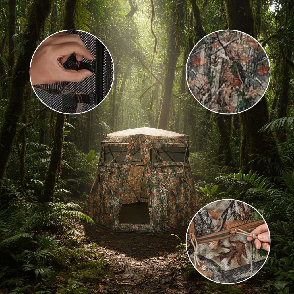 360° One Way See-Through Ground Hunting Blind – Camouflage Deer & Turkey Hunting Blind with Fiberglass Poles and Carrying Bag | Trufairs