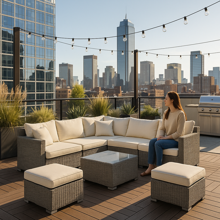 Exclusive 8-Pieces Outdoor Patio Furniture Set - Premium Garden Conversation Wicker Sofa Collection