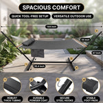 Outdoor Double Hammock with Stand for 2 – Heavy Duty Steel Frame, Pillow Included - 2