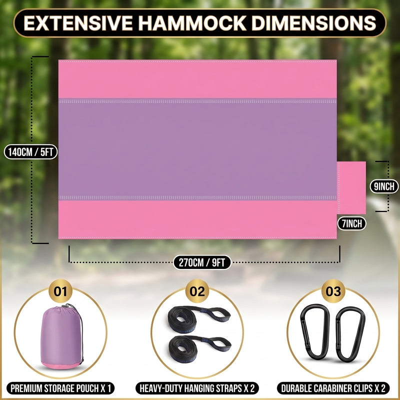Portable Camping Hammock with Tree Straps – Lightweight Nylon Travel Hammock - 2