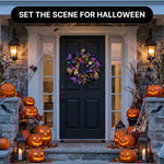 HALLOWEEN WREATH WITH LIGHTS FOR FRONT DOOR – PRE-LIT PUMPKIN, WITCH & GOTHIC PORCH DÉCOR - 2