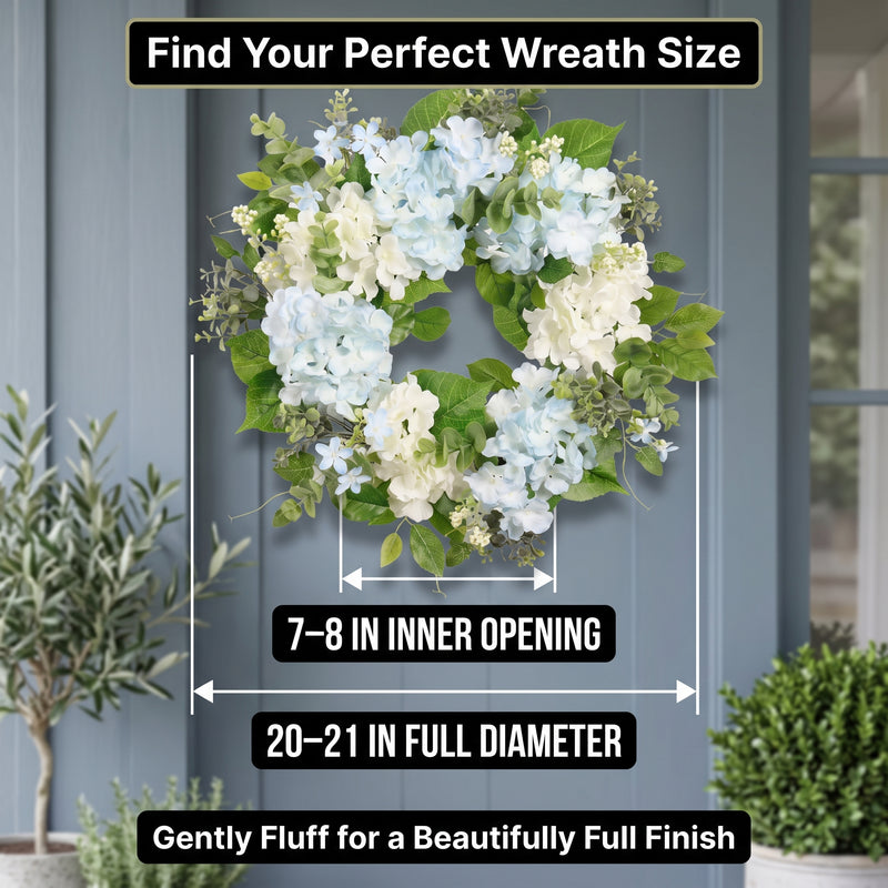 HYDRANGEA WREATH FOR FRONT DOOR – ARTIFICIAL FLORAL PORCH DÉCOR - 2