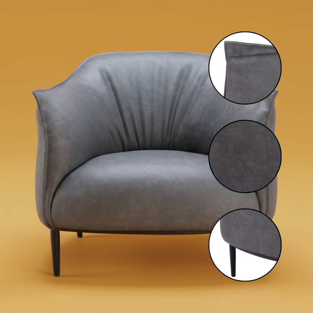 Julian Accent Chair Gray – Modern Faux Leather Club Chair | Contemporary Living Room Seating | Trufairs