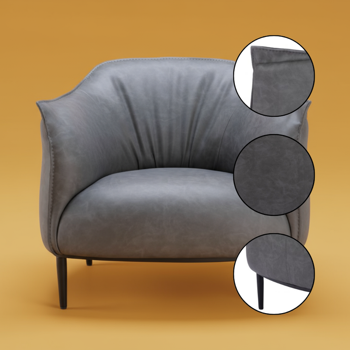 Julian Accent Chair Gray – Modern Faux Leather Club Chair | Contemporary Living Room Seating | Trufairs