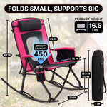 High Back Folding Rocking Camping Chair – Oversized Portable Outdoor Rocker with Cup Holder, Carry Bag & Heavy-Duty Steel Frame - 2