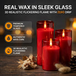 Flameless Candles with Remote & Timer – Glass Pillar Set of 3 - 2