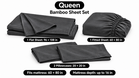 100% Viscose from Bamboo Sheet Set – 300 TC Sateen, Deep Pocket fit and scale thumbnail 2