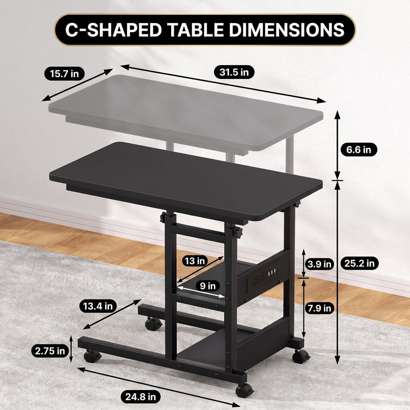 C-SHAPED END TABLE WITH CHARGING STATION – ADJUSTABLE HEIGHT - 2