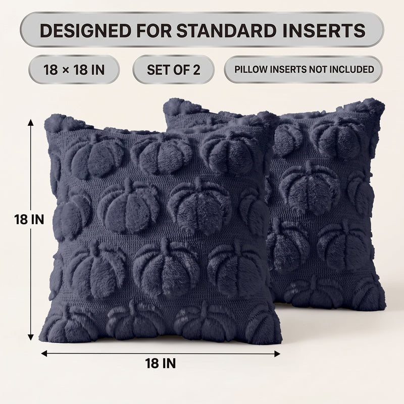 DECORATIVE PILLOW COVERS – 3D PUMPKIN SET OF 2 - 2