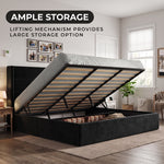 Lift-Up Storage Bed Frame with Upholstered Wingback Headboard - 2