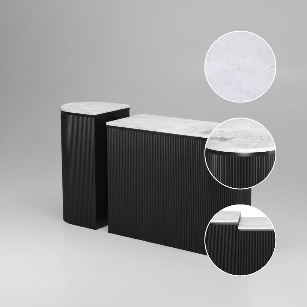 Ormara Console Table Set White & Black – 2-Piece Marble Nesting Console Tables | Modern Entryway Furniture | Trufairs