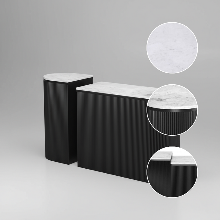 Ormara Console Table Set White & Black – 2-Piece Marble Nesting Console Tables | Modern Entryway Furniture | Trufairs
