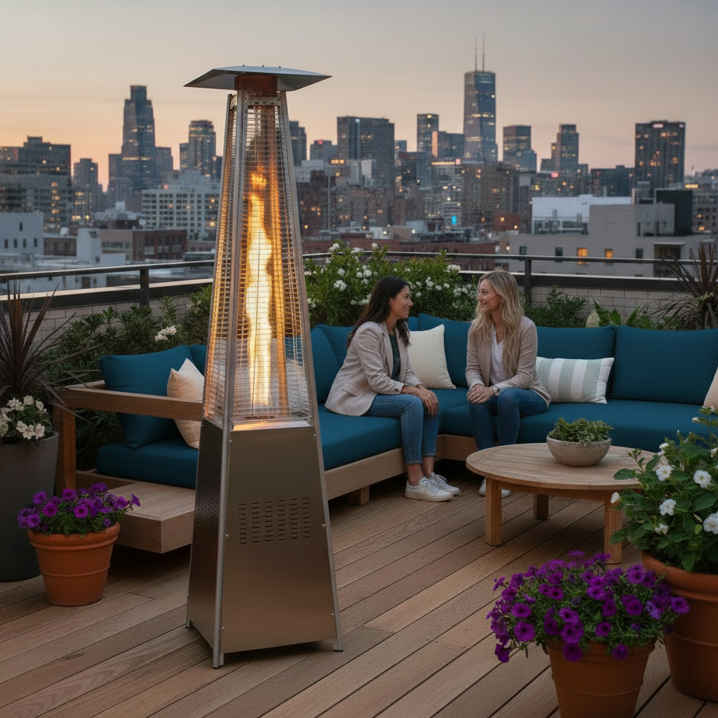 42000 BTU Pyramid Patio Heater with Wheels