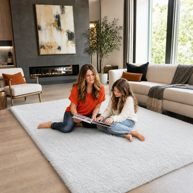 Faux Rabbit Fur Shaggy Rug – Ultra Soft Fluffy Machine Washable Area Rug for Bedroom, Living Room & Teen Room - 2
