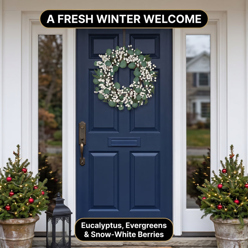 CHRISTMAS BERRY WREATH FOR FRONT DOOR – WINTER PINE HOLIDAY DÉCOR - 2