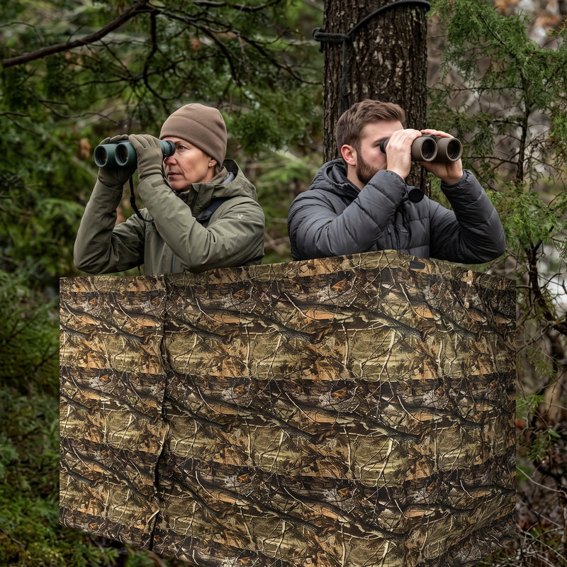Hunting Tree Stand Blinds Cover 142" x 35" Extra Large Camouflage Universal Tree Stand Blinds Realistic Forest Camo Treestand Cover with Zipper for Deer Elk Hunting, Frames Not Included - 2