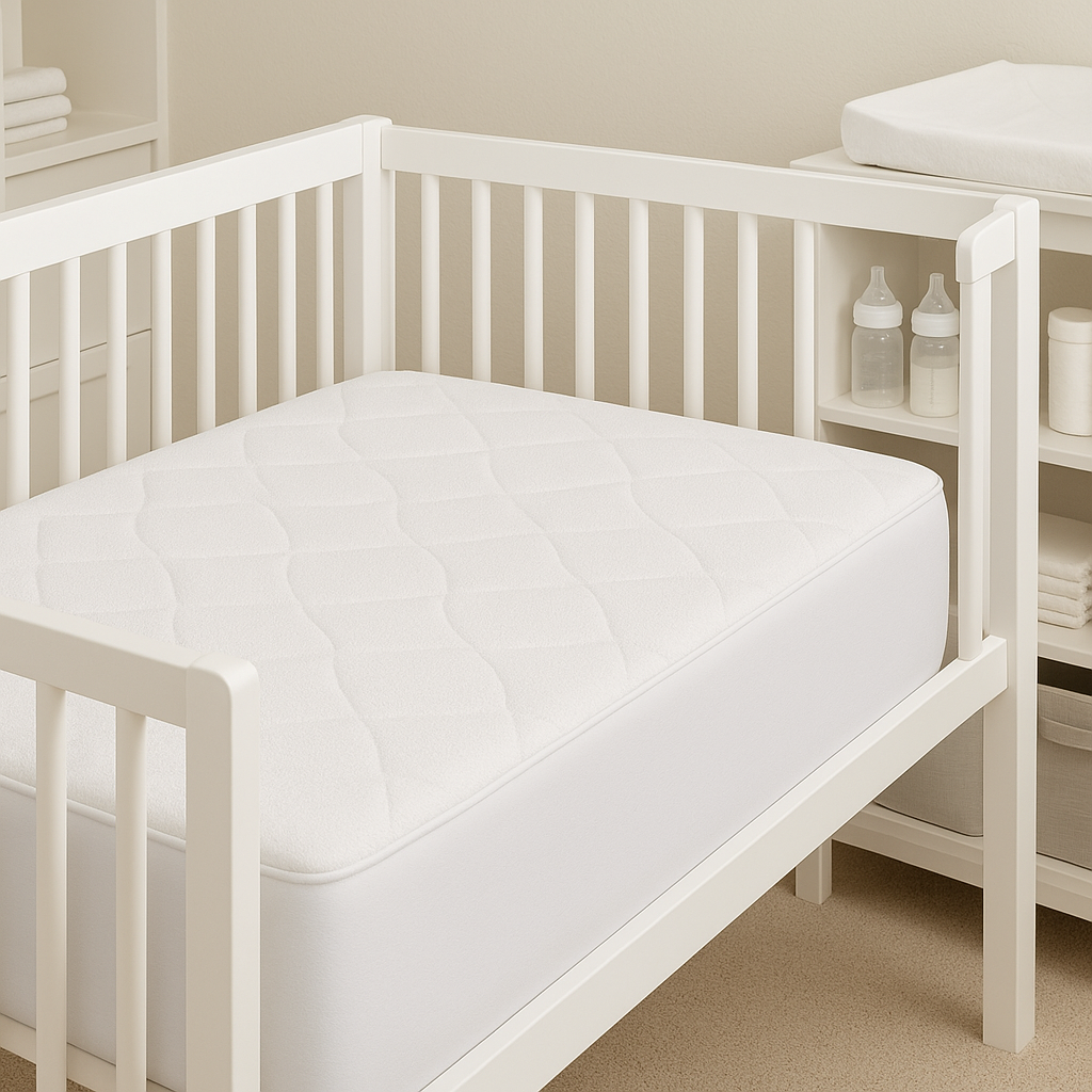 Premium Waterproof Bamboo Terry Crib Mattress Protector - Ultra-Soft 9" Deep Pocket Cover with Silent Protection