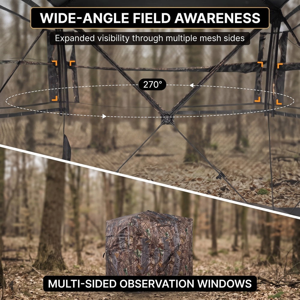 SucceBuy 270° & 360° See Through Pop Up Hunting Blind, 2-3 Person / 3-4 Person Ground Deer Blind with Carrying Bag, Portable Hunting Tent - 2