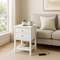 TechStation Pro 28" White Nightstand with Smart Charging Station – 2-Drawer Bedside Table with USB Ports