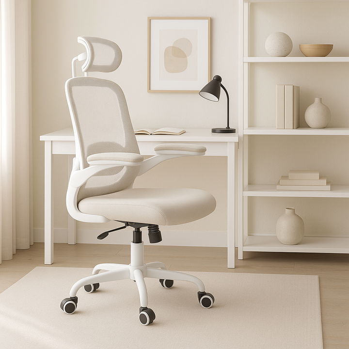 ErgoBliss Pink Mesh Ergonomic Office Chair – Adjustable Lumbar, Flip-Up Arms & Headrest