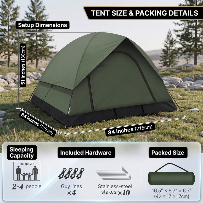 2-4 PERSON LIGHTWEIGHT BACKPACKING DOME CAMPING TENTS - 2