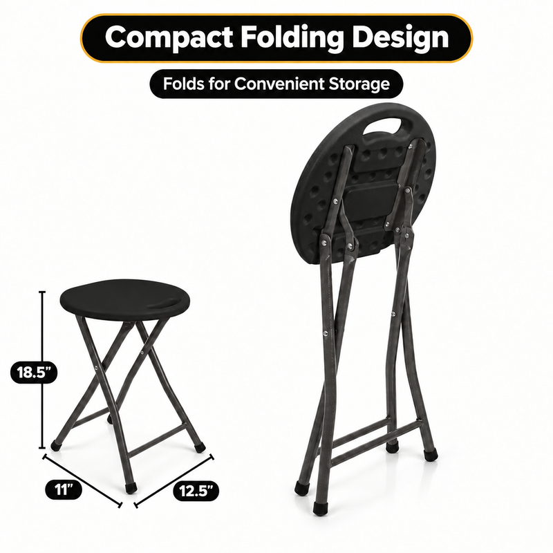 Folding Stool with Metal Frame – Indoor & Outdoor Seating - 2