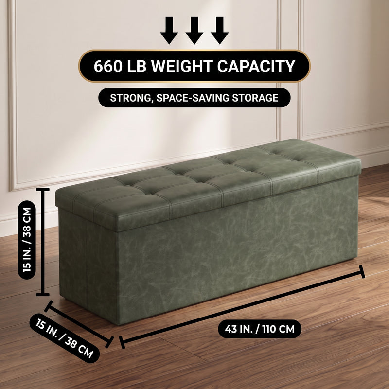 BENCH WITH STORAGE – FOLDING OTTOMAN WITH PADDED SEAT - 2