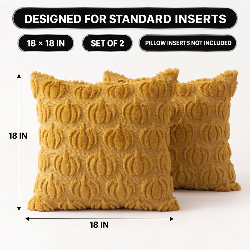 DECORATIVE PILLOW COVERS – 3D PUMPKIN SET OF 2 - 2