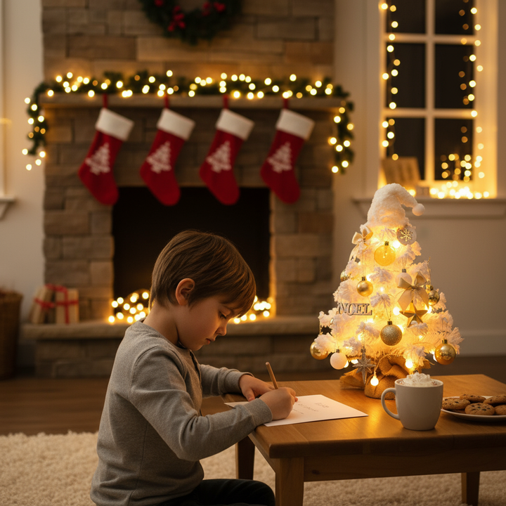 Tabletop Christmas Tree Small Mini Christmas Tree for Table Top;  Artificial Snow Flocked with Xmas Ornaments;  Gold Christmas Decorations for Home Office Apartment