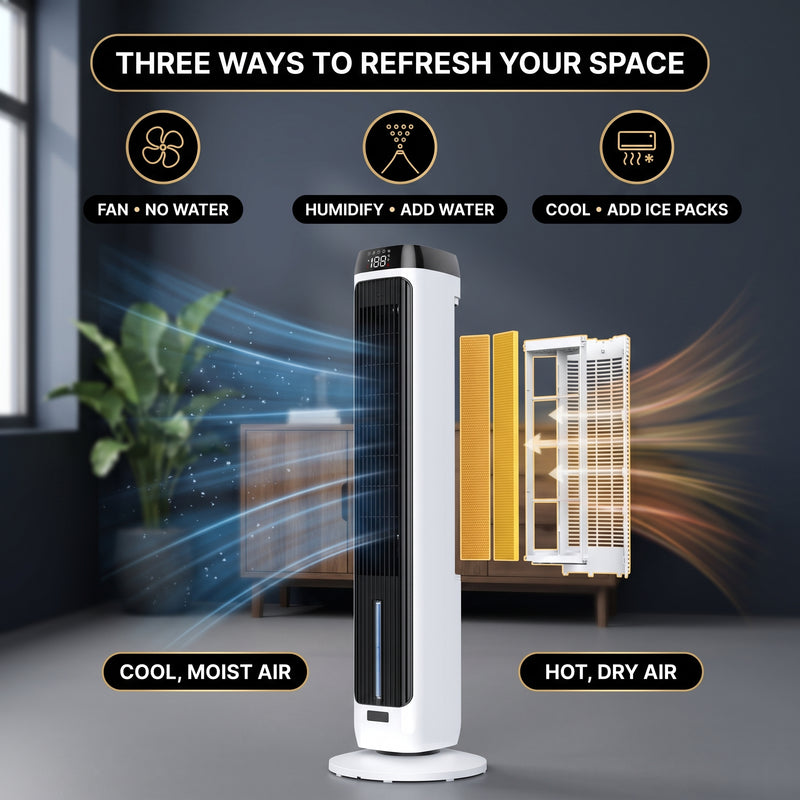 3-in-1 Evaporative Air Cooler Tower Fan with Remote Control - 2
