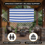 Boho Macrame Double Hammock Swing with Tassels – 2 Person Hanging Chair for Indoor & Outdoor Relaxation - 2