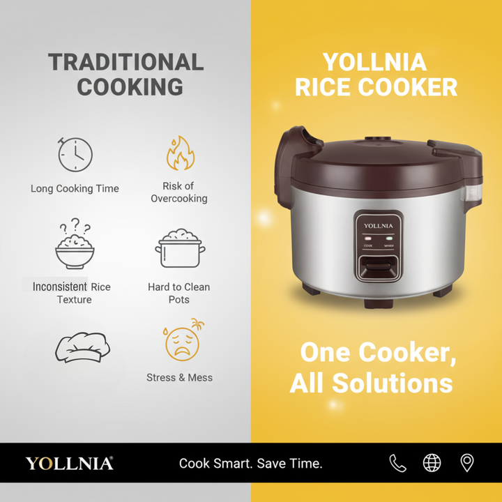 13.8QT/65 Cup Commercial Large Rice Cooker & Food warmer Non-stick Inner Pot Auto Warmer Mode 1350W Fast Cooking