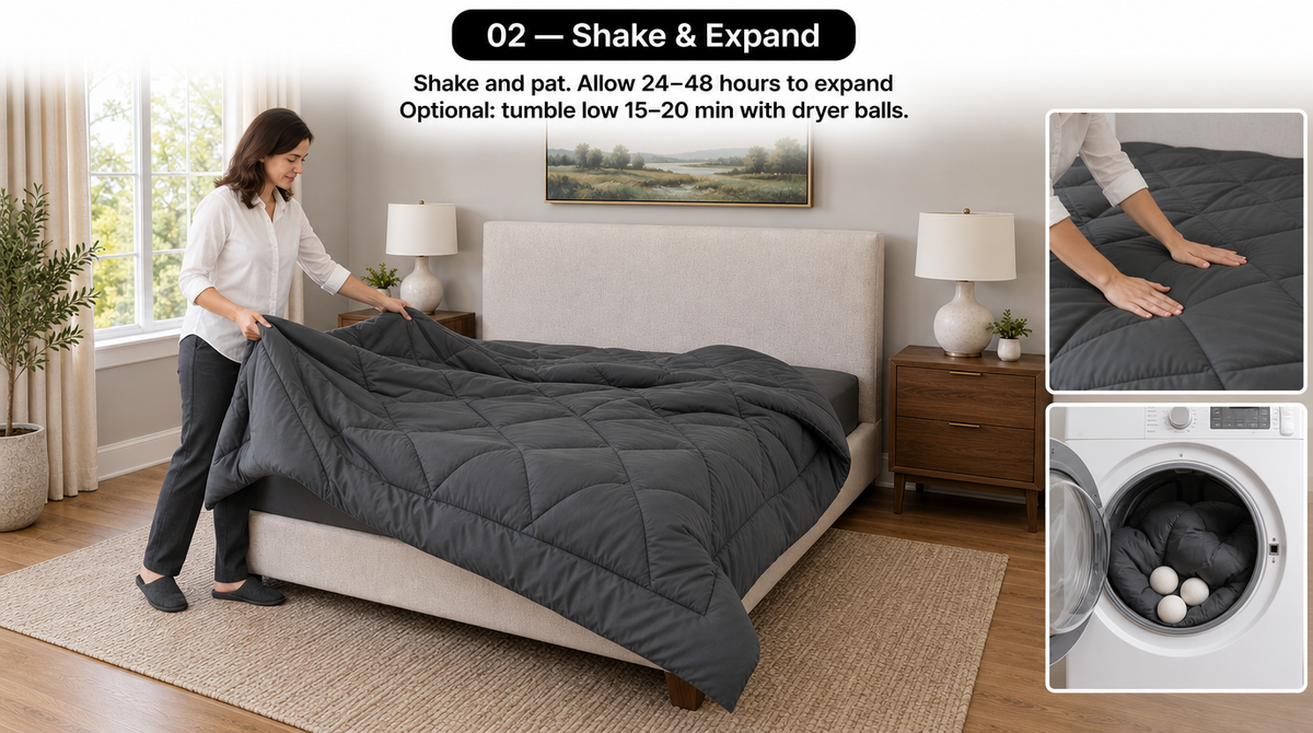 7-Piece Comforter Set with Sheets – Down Alternative Fill - assembly and setup image 2