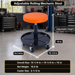 Pneumatic Rolling Mechanic Stool with Wheels – Adjustable Height Shop Stool with Tool Tray, 360° Swivel Seat for Garage & Workshop - 2