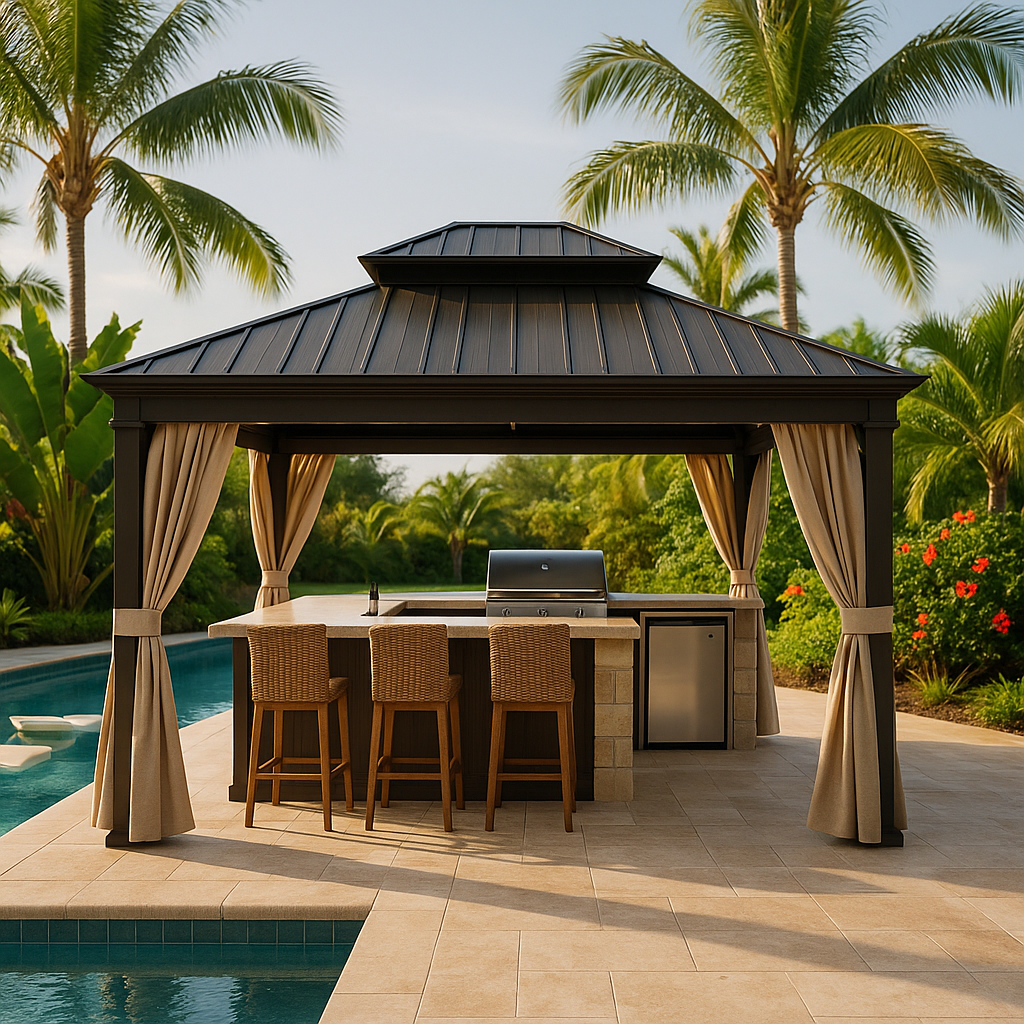 Exclusive Hardtop Gazebo Outdoor Aluminum Gazebos Grill - Premium Galvanized Steel Double Canopy Collection