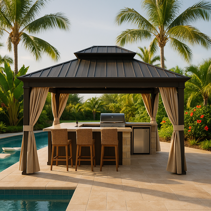 Exclusive Hardtop Gazebo Outdoor Aluminum Gazebos Grill - Premium Galvanized Steel Double Canopy Collection