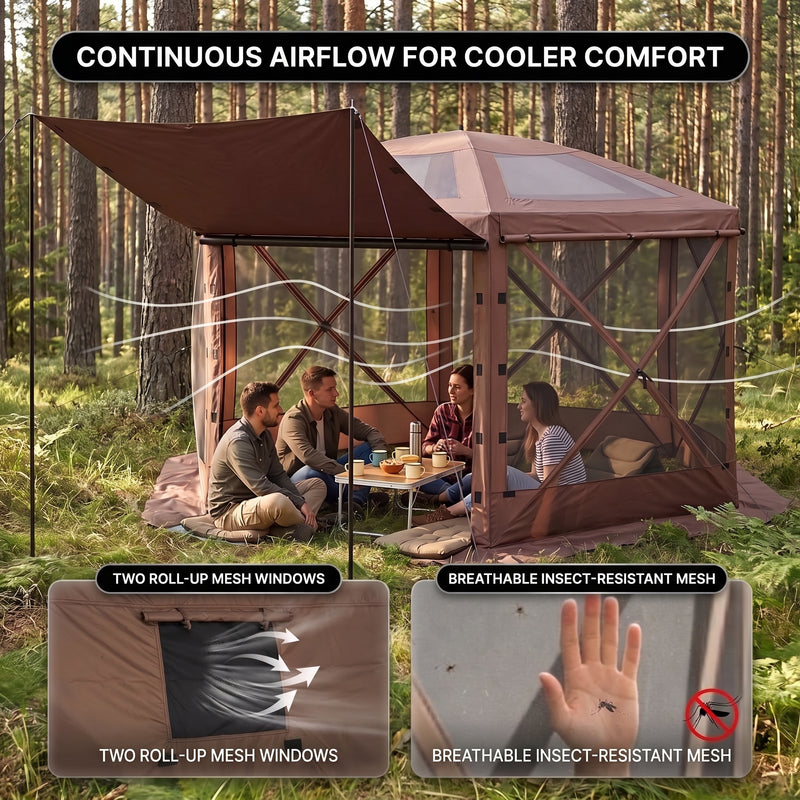 15x15 Pop-Up Gazebo Screen Tent – Large Outdoor Screen House with Mesh Walls & Carry Bag - 2