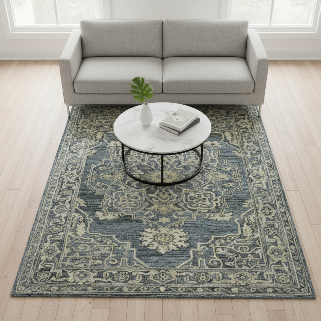 Vestige Nucia Blue/Taupe Hand-Tufted Wool Blend Area Rug 8'x10'