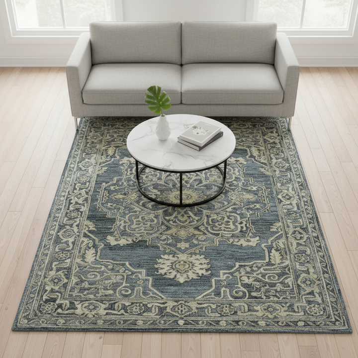Vestige Nucia Blue/Taupe Hand-Tufted Wool Blend Area Rug 8'x10'