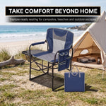 Camping Directors Chair, Heavy Duty,Oversized Portable Folding Chair with Side Table, Pocket for Beach, Fishing,Trip,Picnic,Lawn Blue - 2