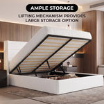Lift-Up Storage Bed Frame with Upholstered Wingback Headboard - 2