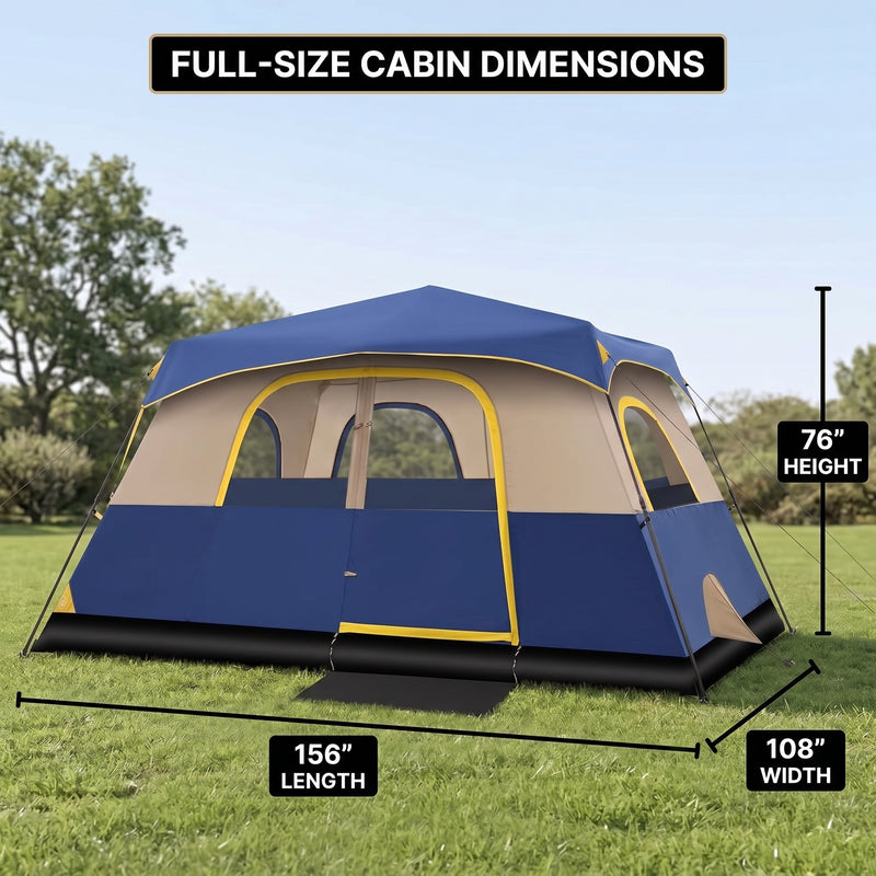 8–10 Person Instant Cabin Camping Tent with Room Divider - 2