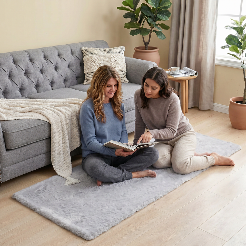 Faux Rabbit Fur Shaggy Rug – Ultra Soft Fluffy Machine Washable Area Rug for Bedroom, Living Room & Teen Room - 2