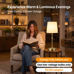 Cordless Rechargeable Table Lamp with Fabric Shade – Dimmable LED Desk Lamp - 2