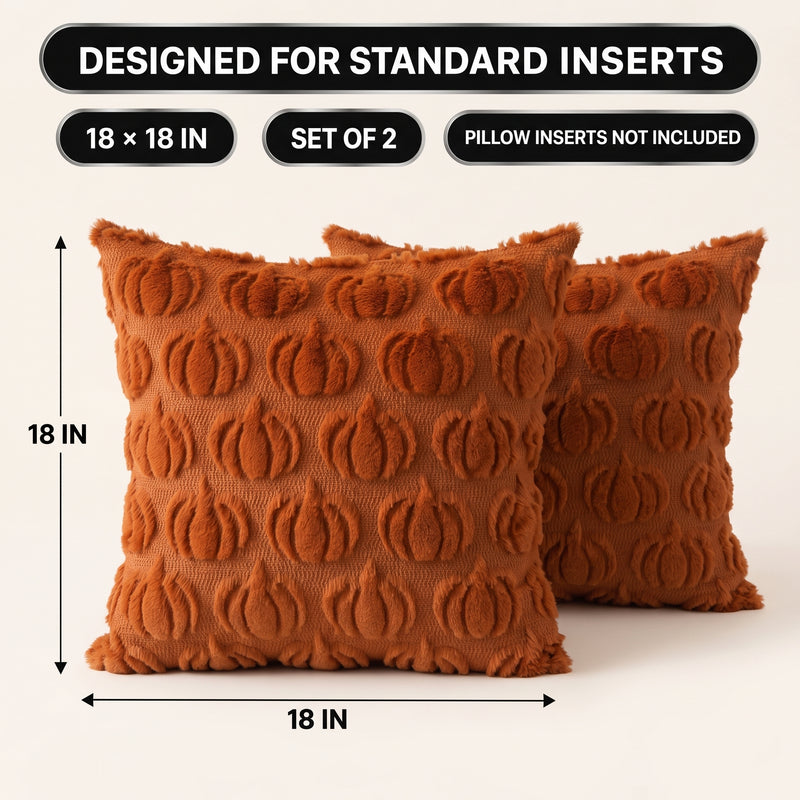 DECORATIVE PILLOW COVERS – 3D PUMPKIN SET OF 2 - 2