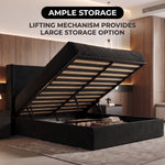 Lift-Up Storage Bed Frame with Upholstered Wingback Headboard - 2
